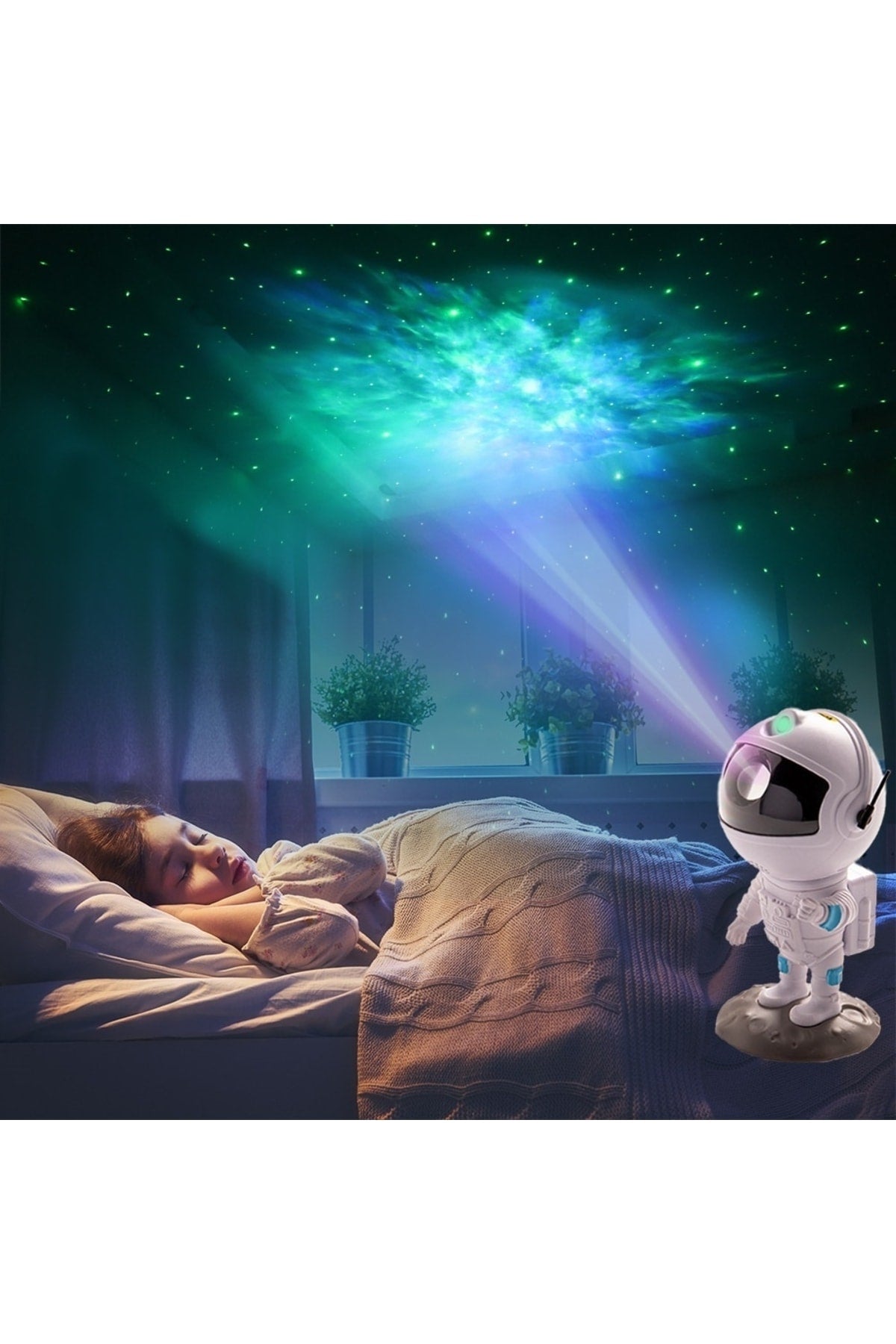 Yıldız Projektör Gece Lambası Uzaktan Kumanda Ile 360 Ayarlanabilir Astronot Galaxy Aydınlatma