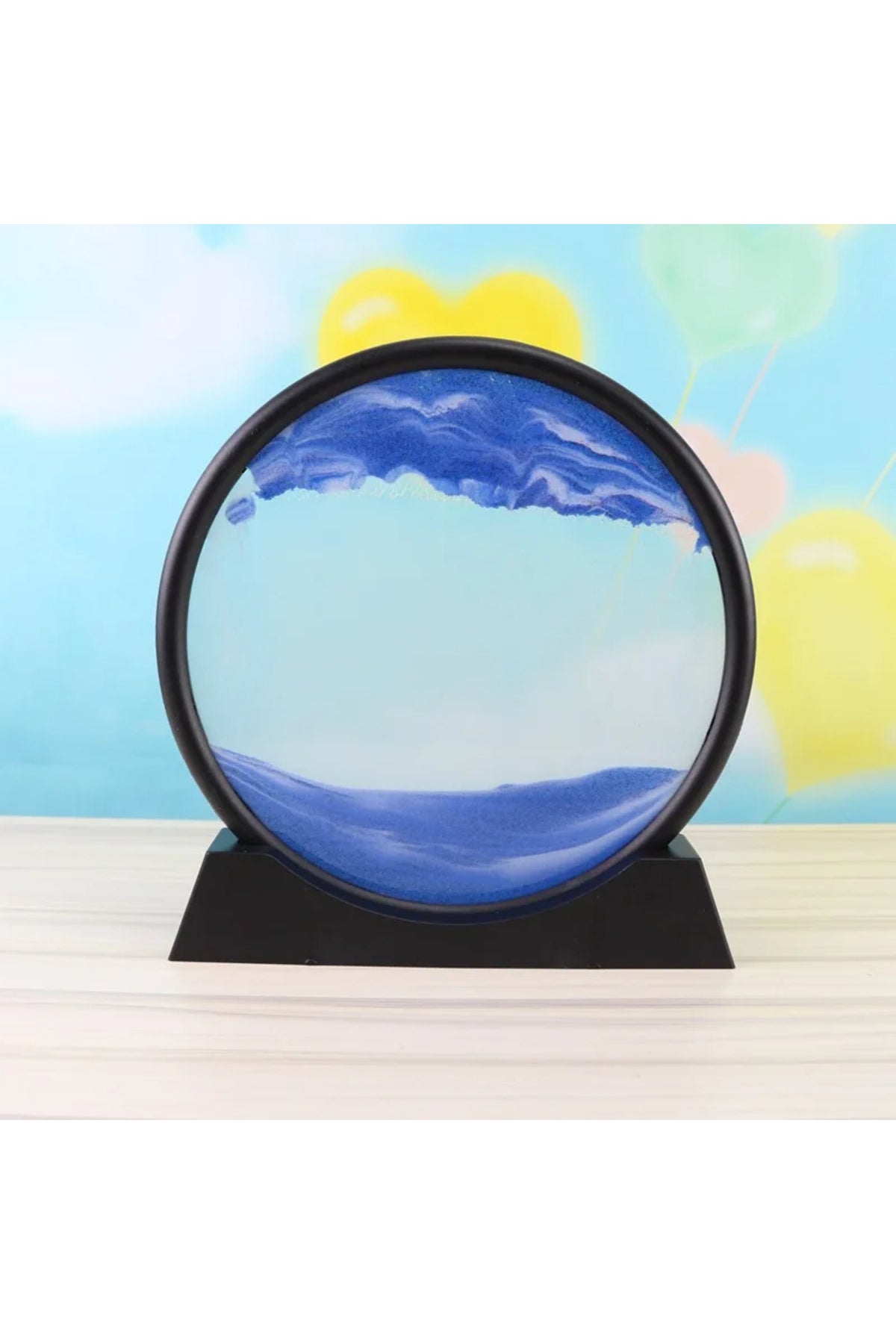 Mavi- 3d Cam Hareketli Kum Sanat Yaratıcı Sandscape Hareket Ekran Akan Kum Si?yah Çerçeve