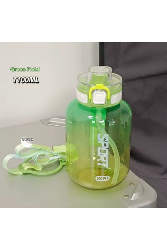 1100ml Büyük Kapasiteli Taşınabilir Spor Matarası Meşrubat Termos Pipetli Kamp Koşu Matarası