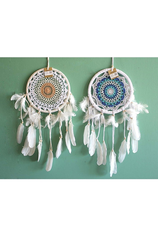 2'li Tek Gözlü Beyaz Tüylü Natürel Rüya Kapanı/ Düş Kapanı/ Dreamcatcher Seti