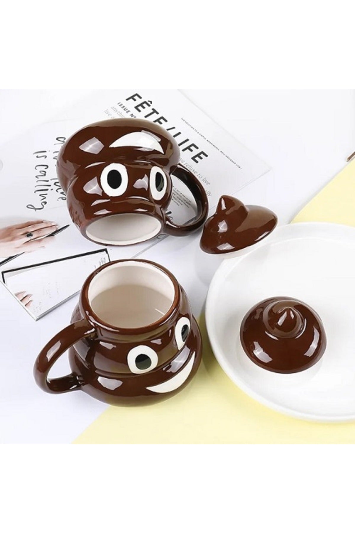 450ml Karikatür Gülümse Poop Kupa Çay Kahve Kupası Komik Mizah Hediye 3D Kupalar Handgrip Drinkware