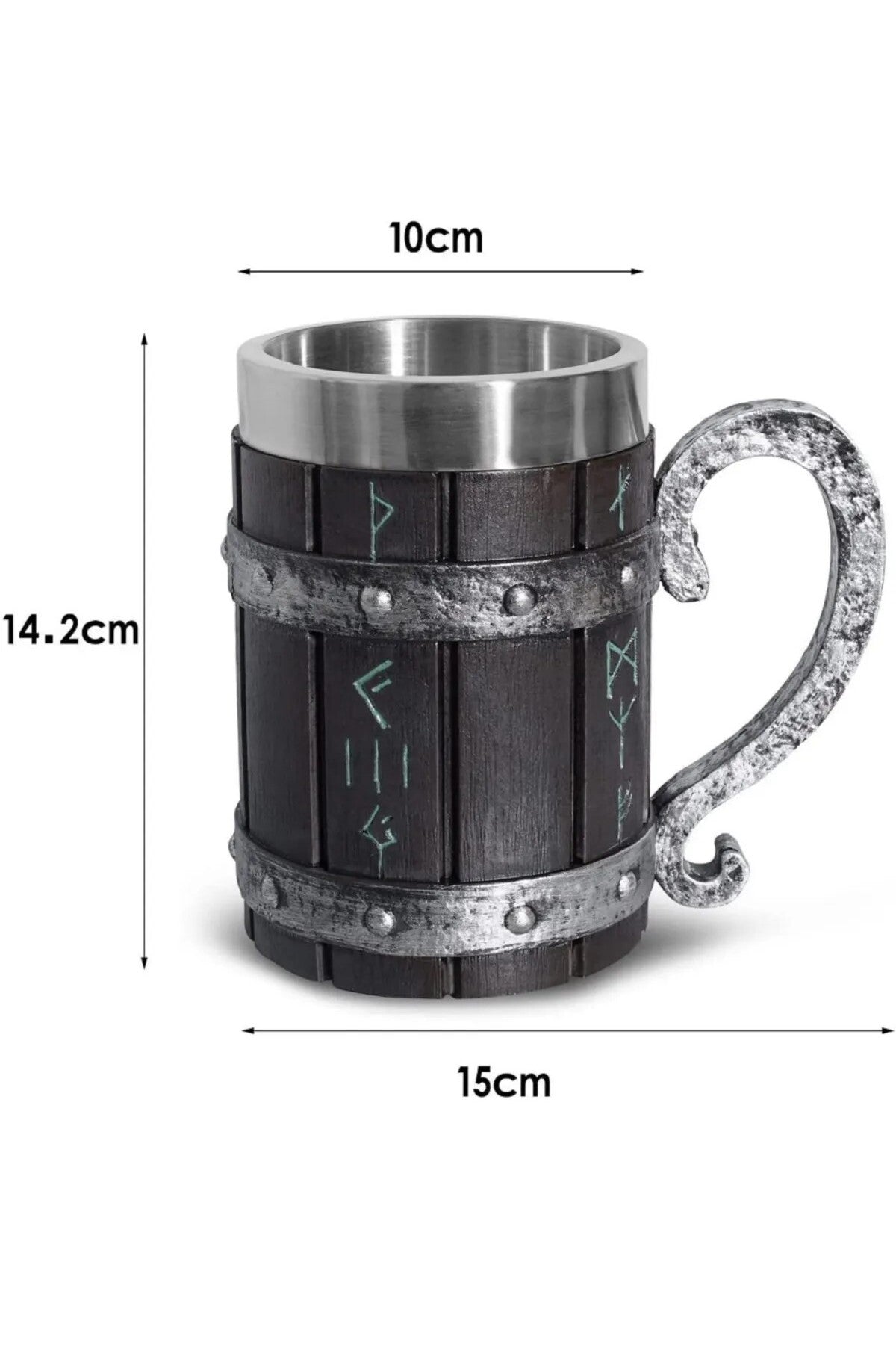 Viking Vintage 600ml Varil Paslanmaz Çelik Kabartmalı Kupa Bardak