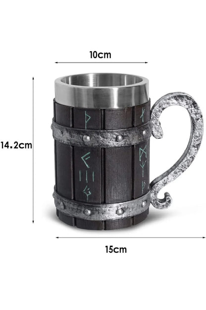 Viking Vintage 600ml Varil Paslanmaz Çelik Kabartmalı Kupa Bardak