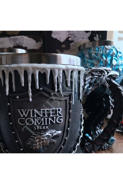 400ml Paslanmaz Çelik Winter İs Coming Kabartmalı Kupa Bardak Seti