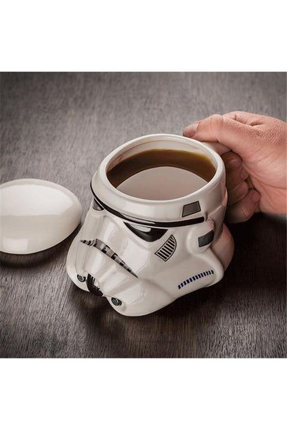 500ml Porselen Kapaklı Star Wars Yıldız Savaşları Stormtrooper Kupa Bardak