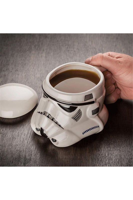 500ml Porselen Kapaklı Star Wars Yıldız Savaşları Stormtrooper Kupa Bardak