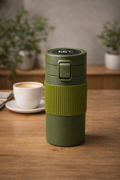 500 Ml Dijital Göstergeli Çelik Termos Mug Vakumlu Isı Yalıtımlı Sızdırmaz Kapak Bardak