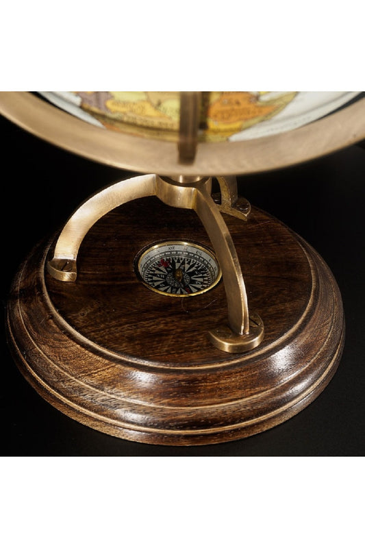 Özel Tasarım Viktoryen Dönem Pusulalı Pirinç İşleme Büyük Boy Retro Dünya Küre