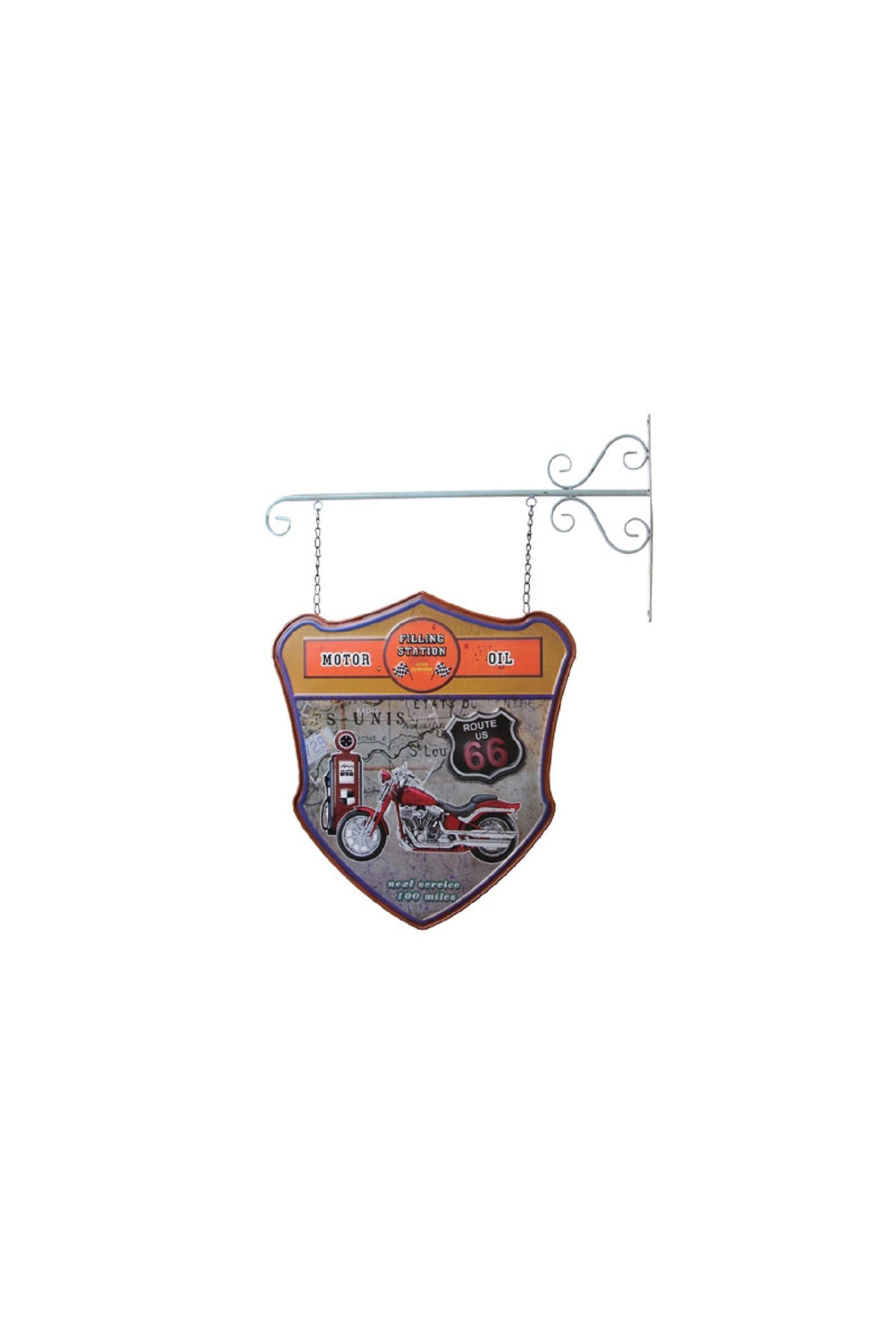 Dekoratif Çift Yönlü Route 66 Temalı Ferforje Askı Süsler Ev Oturma Odası TV kabine Masaüstü Ofis