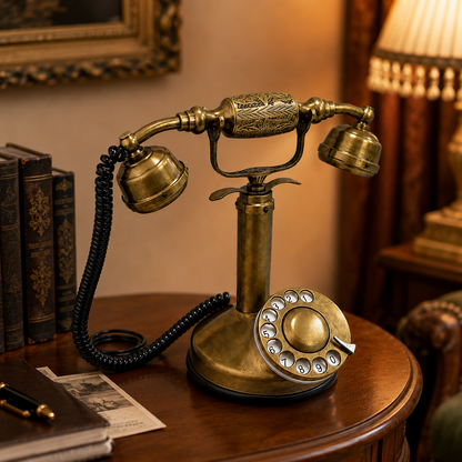 Nostaljik Çevirmeli Telefon Dekoratif Obje – Antik Görünümlü Masa Telefonu