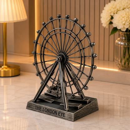 Dekoratif The London Eye Metal Biblo 21 CM | Modern Masa Üstü Londra Dönme Dolap Dekoru