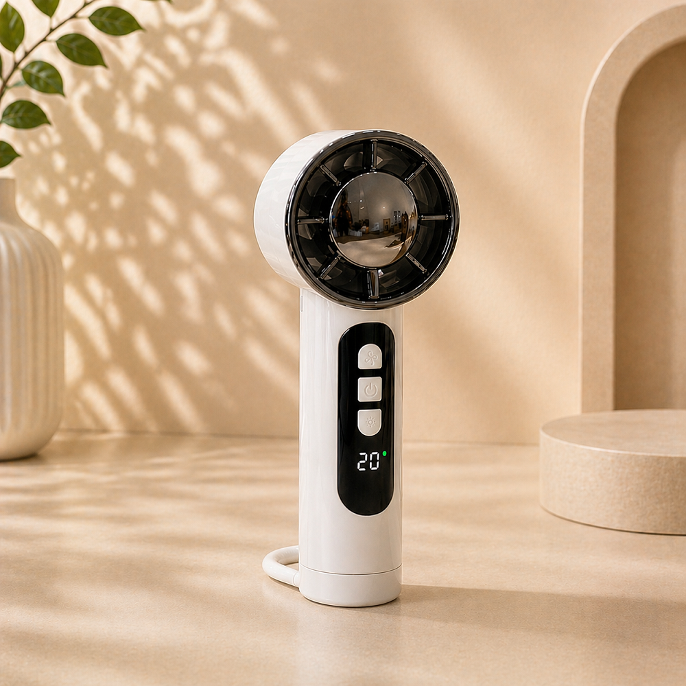 Dijital Ekranlı Mini Fan USB Şarjlı Taşınabilir Sessiz Güçlü El Fanı Premium Tasarım