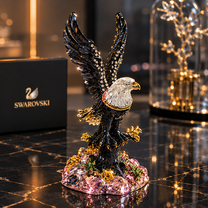 Swarovski Taşlı Kartal Biblo 11 CM | Kristal Görünümlü Lüks Dekoratif Kartal Objesi
