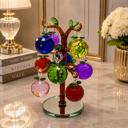 Kristal Meyve Ağacı Dekoratif Biblo | Renkli Cam Taşlı Lüks Masa Üstü Obje