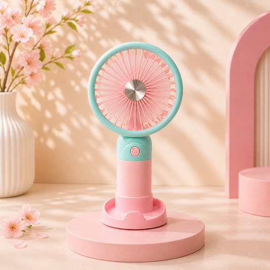 Renkli Mini El Fanı USB Şarjlı Taşınabilir Sessiz Masaüstü Fan Yazlık Serinletici