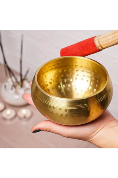 Pirinç Gold Renk Meditasyon Tibet Çanı Singing Bowl (15 Cm)