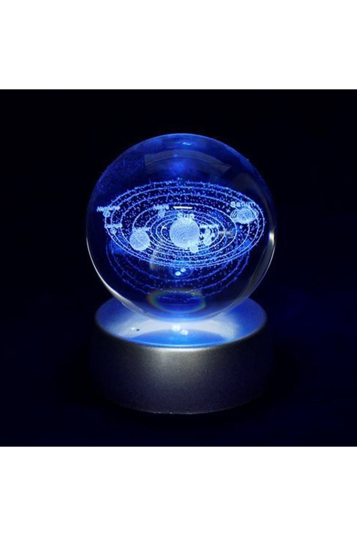 3d Işıklı Gezegen Cam Küre