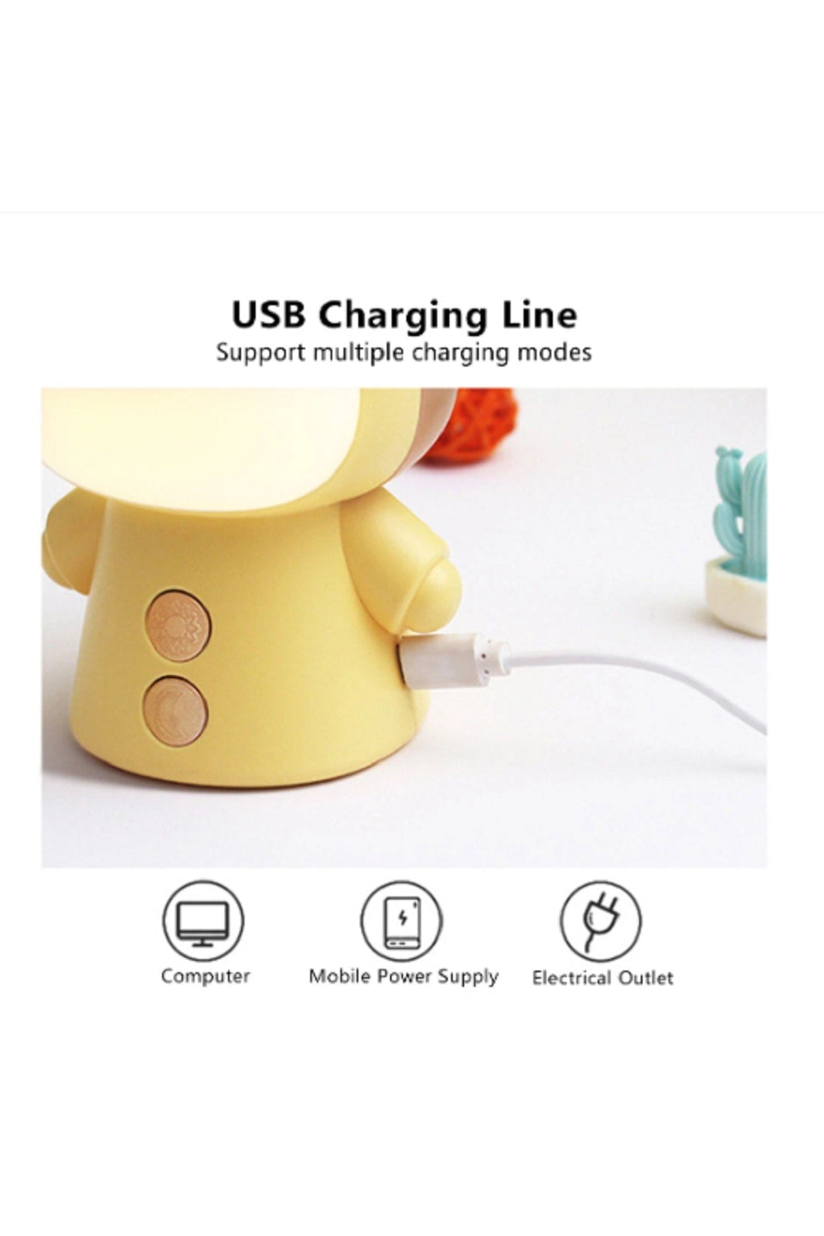 Usb Şarj Edilebilir Karikatür Çift Işık Çalışma Masa Lambası