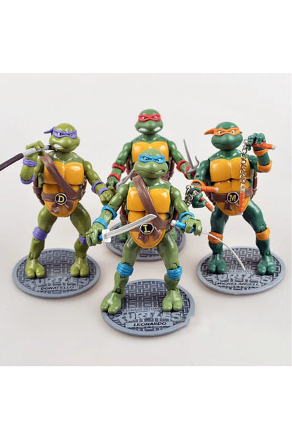 4 Adet Genç Mutant Ninja Kaplumbağalar Leonardo Donatello Raphaelaction Figür Set Obje