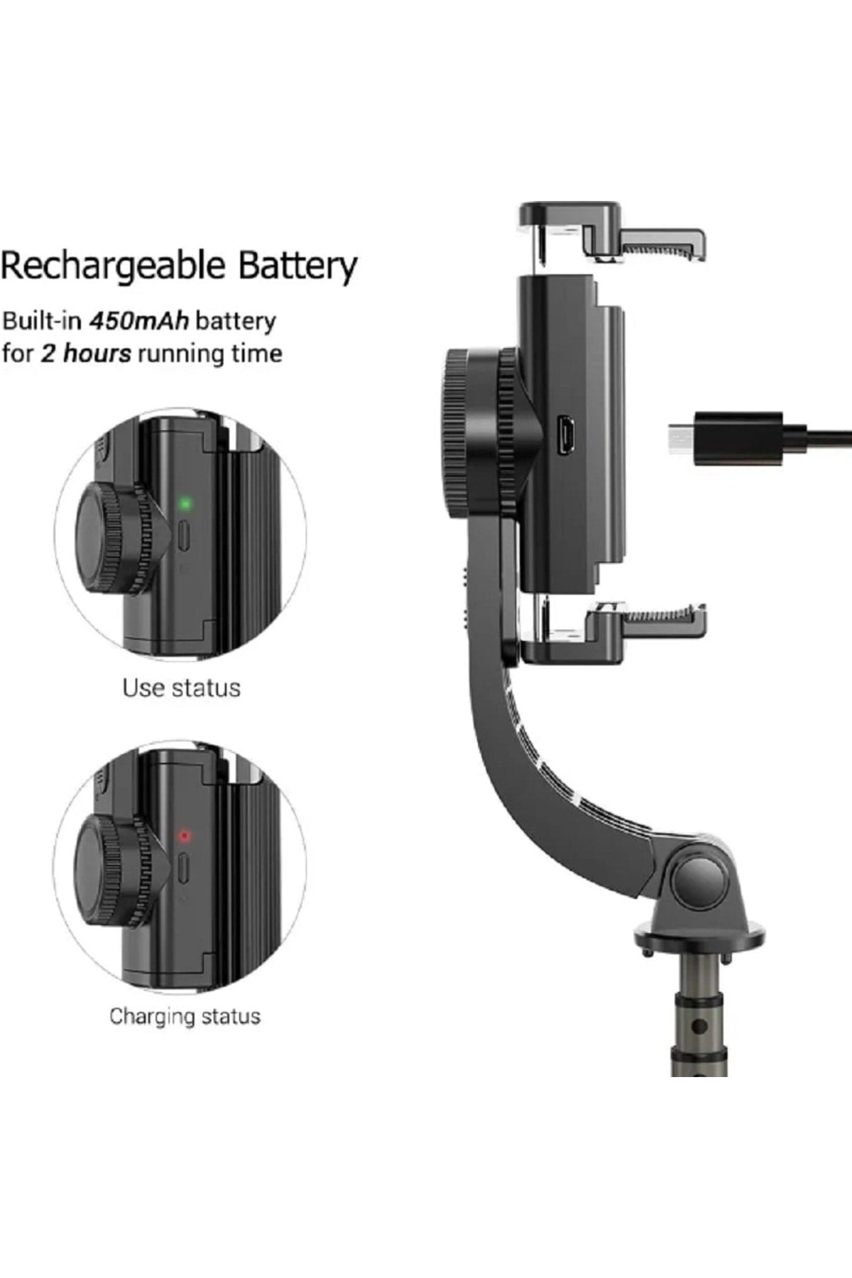 L08 Bluetooth El Gimbal Sabitleyici Cep Telefonu İçin Selfie Sopa Tutucu Ayarlanabilir Standı