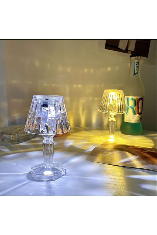 12'li Led Kristal Masa Lambası Projetor Akrilik Elmas Masa Lambası Led Gece Işıkları Obje Dekor