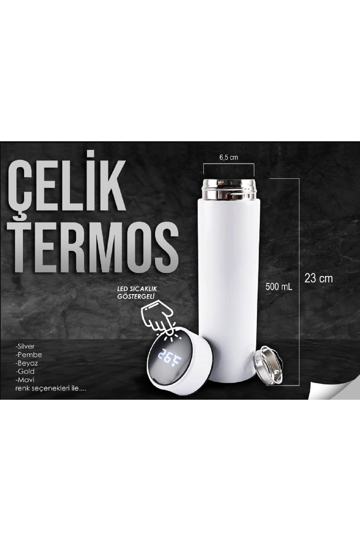 Led Göstergeli Akıllı Termos Şişe 500ml
