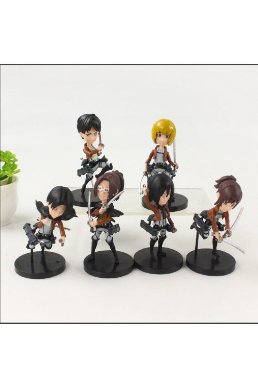 9cm 6 Adet/grup Titan Eren Jager Mikasa Levi Ackerman Arlert Hanji Zoe Sasha Braus Pvc Biblo Seti