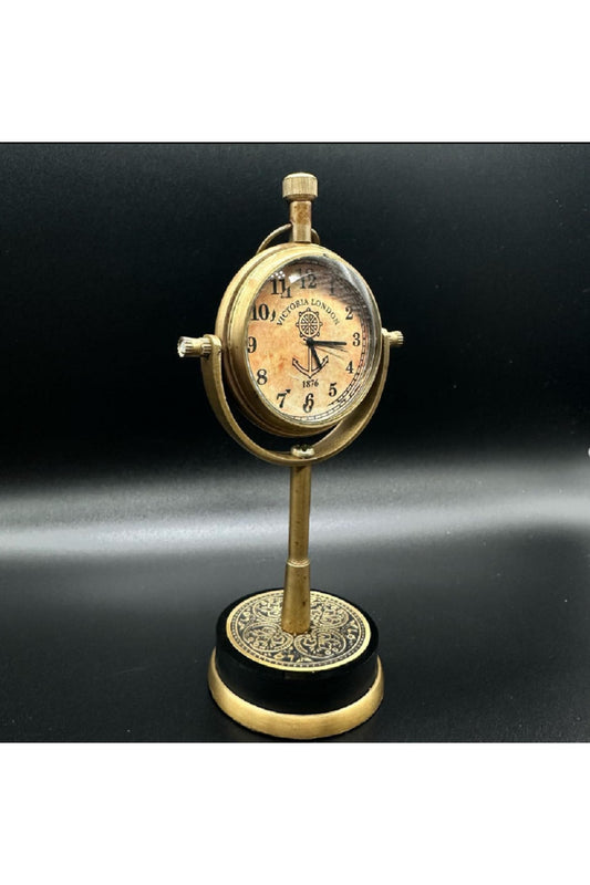 1876 Victoria London Tasarımlı Kaideli Pirinç Masa Saati