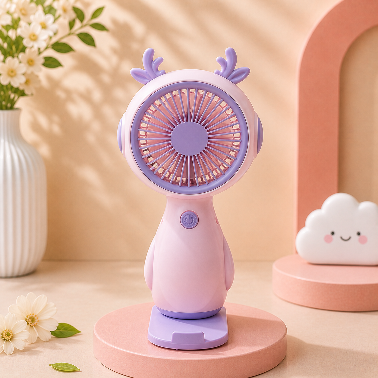 Sevimli Mini El Fanı USB Şarjlı Taşınabilir Sessiz Masaüstü Fan Kawaii Tasarım Yazlık Fan