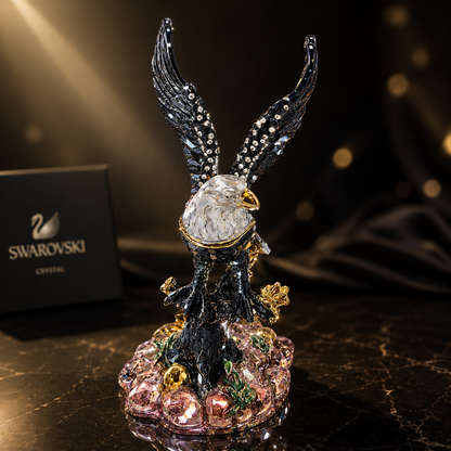 Swarovski Taşlı Kartal Biblo 11 CM | Kristal Görünümlü Lüks Dekoratif Kartal Objesi