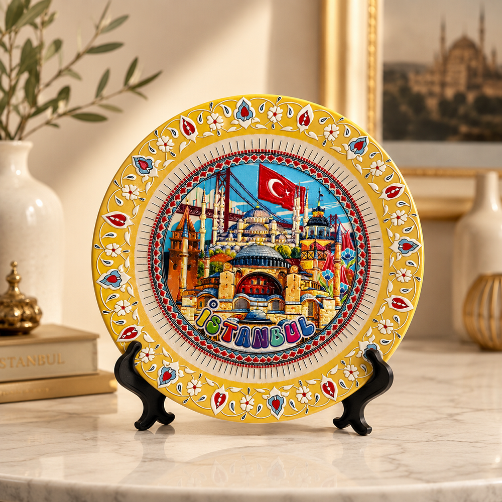 İstanbul Temalı Dekoratif Hediyelik Tabak – 15 Cm