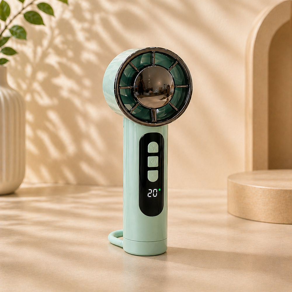 Dijital Ekranlı Mini Fan USB Şarjlı Taşınabilir Sessiz Güçlü El Fanı Premium Tasarım
