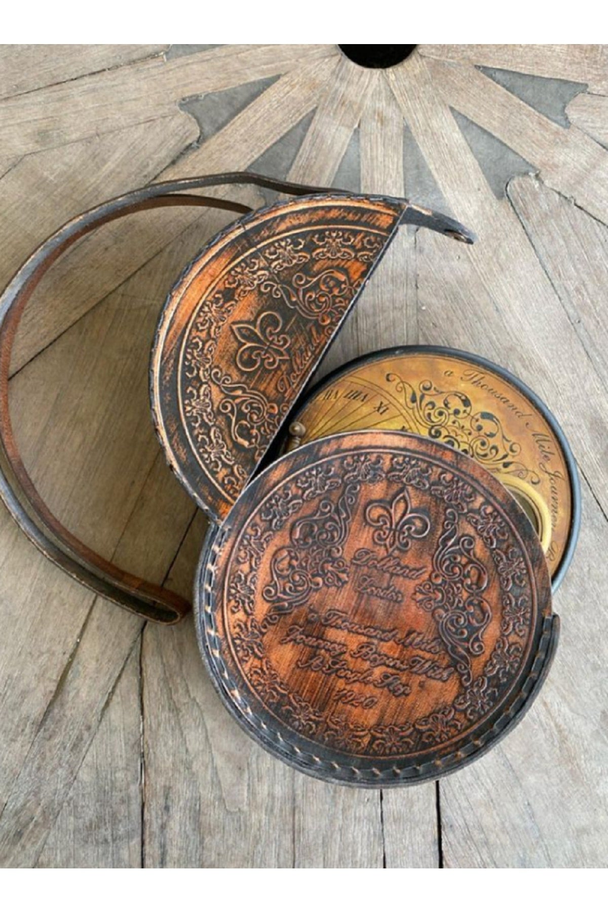 Dollond London 1920 Retro Pirinç Güneş Saati Ve Masa Pusulası