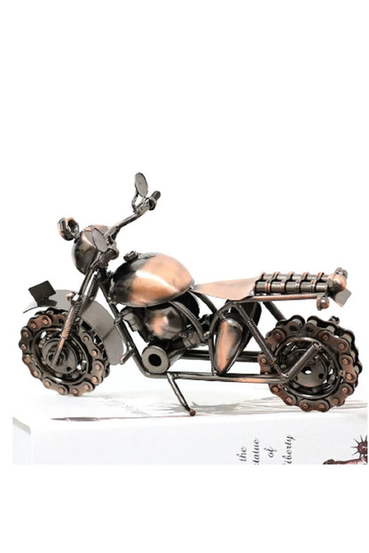 Retro Ferforje Motosiklet Modeli Yaratıcı Metal Sanat Heykel Koleksiyonu Süs Masaüstü Decorati