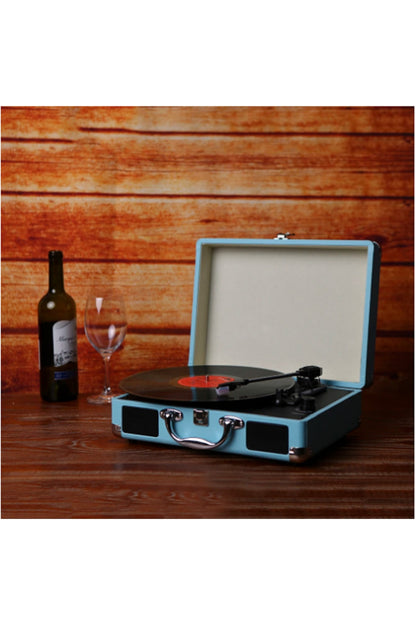 Vintage Crownwell Taşınabilir Fonograf 33/45/78rpm Pikap Çalar Gramofon Dahili Hoparlör