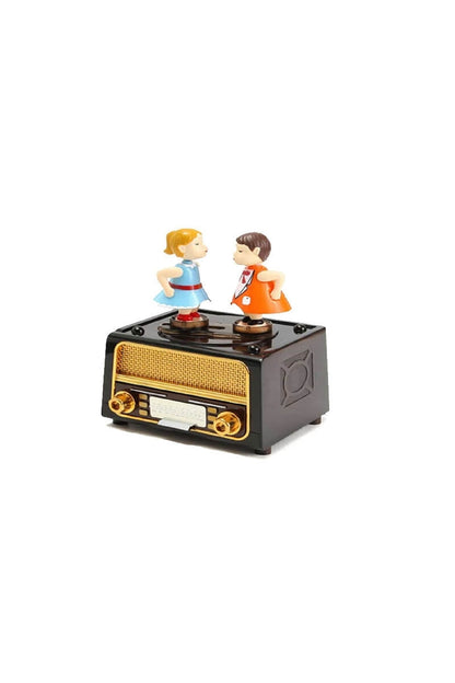 Nostaljik Radyo Görünümlü Romantik Öpücük Hareketli Müzik Kutusu