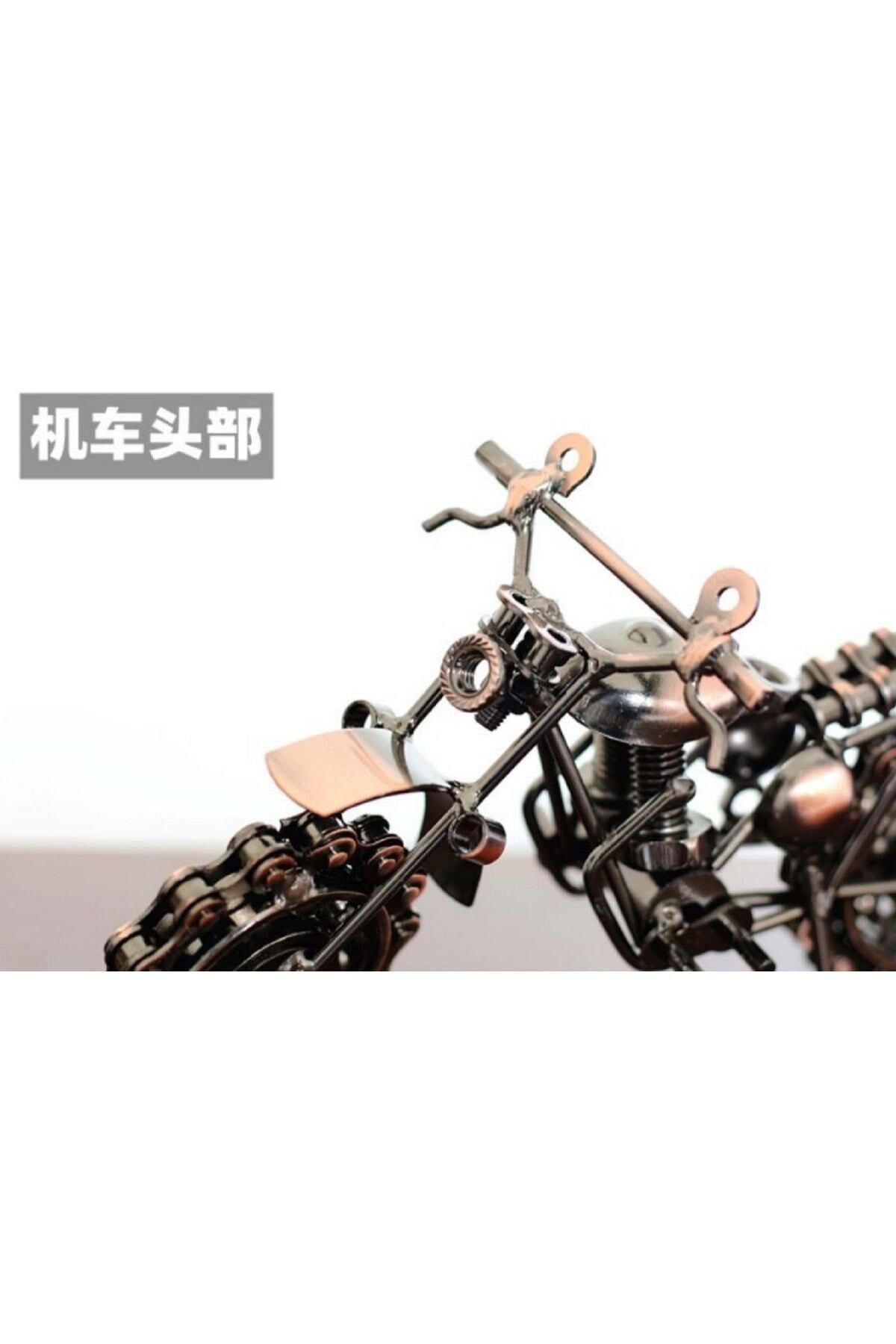 Vintage Ferforje Motosiklet Modeli Süsleme El Yapımı Metal El Sanatları Ev Dekorasyon