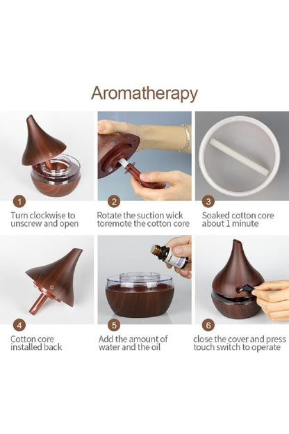 300 ml Aroma Hava Nemlendirici Aromaterapi Ahşap Difüzör