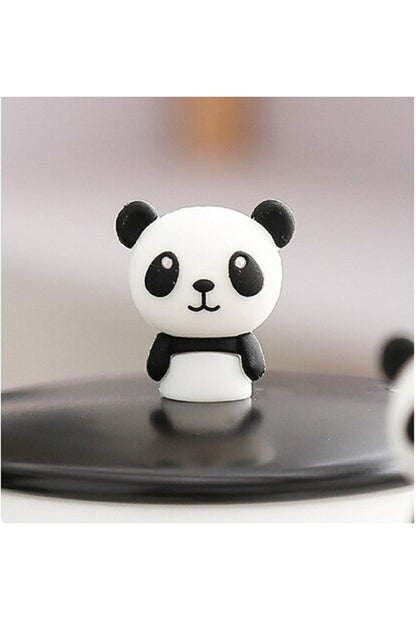 400ml Sevimli Panda Kapaklı Kaşıklı Kupa Bardak