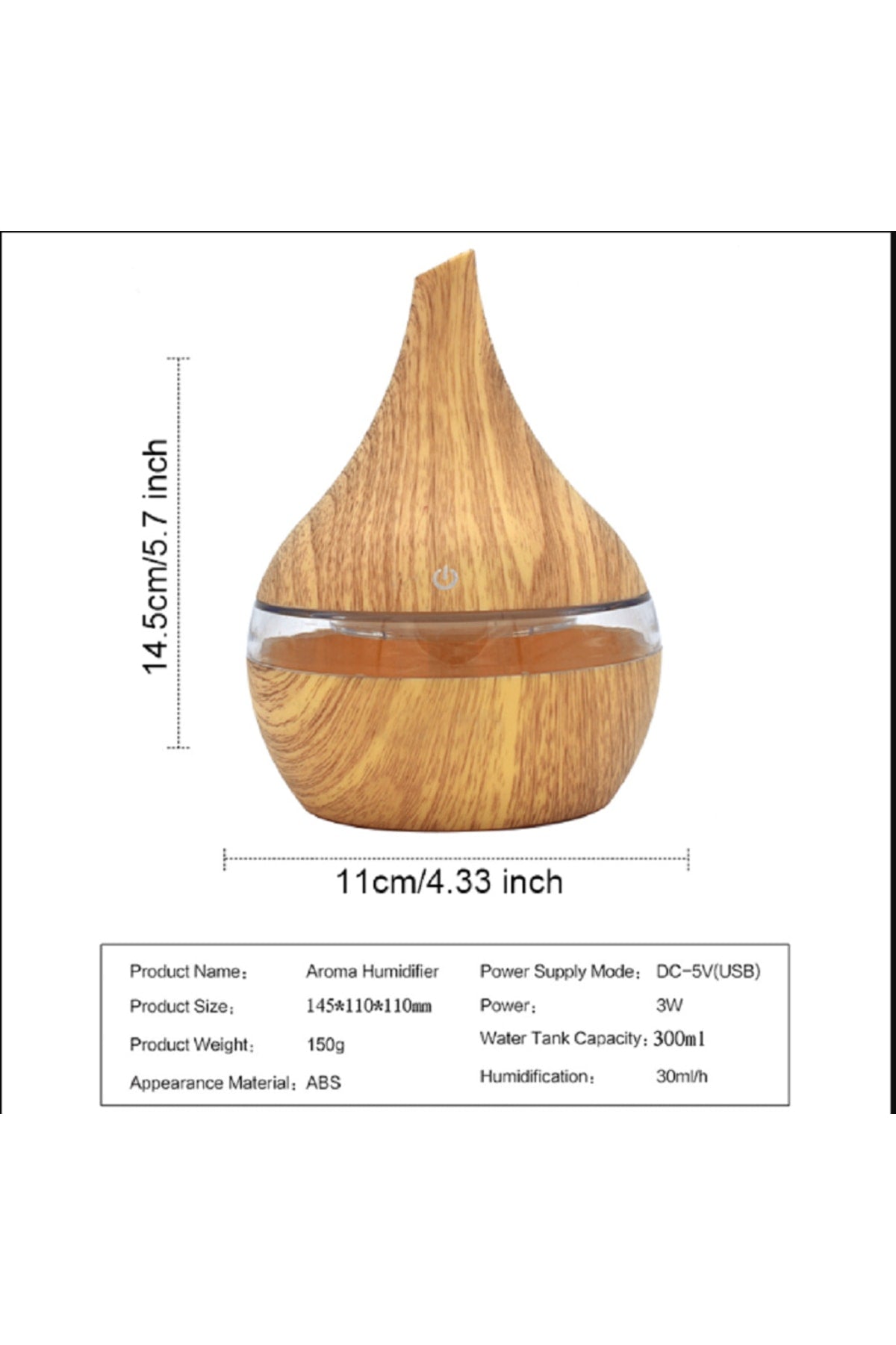 300ml Aroma Hava Nemlendirici Aromaterapi Ahşap Difüzör