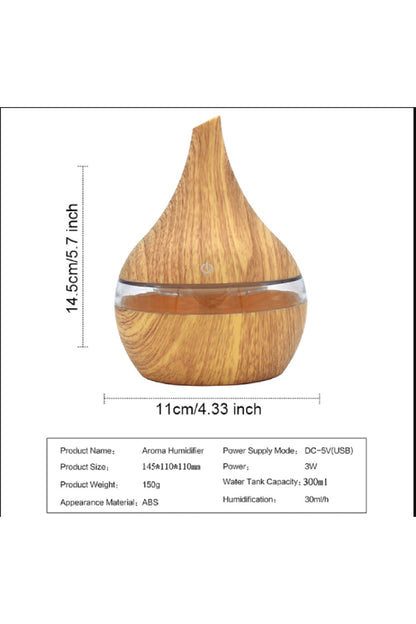 300ml Aroma Hava Nemlendirici Aromaterapi Ahşap Difüzör