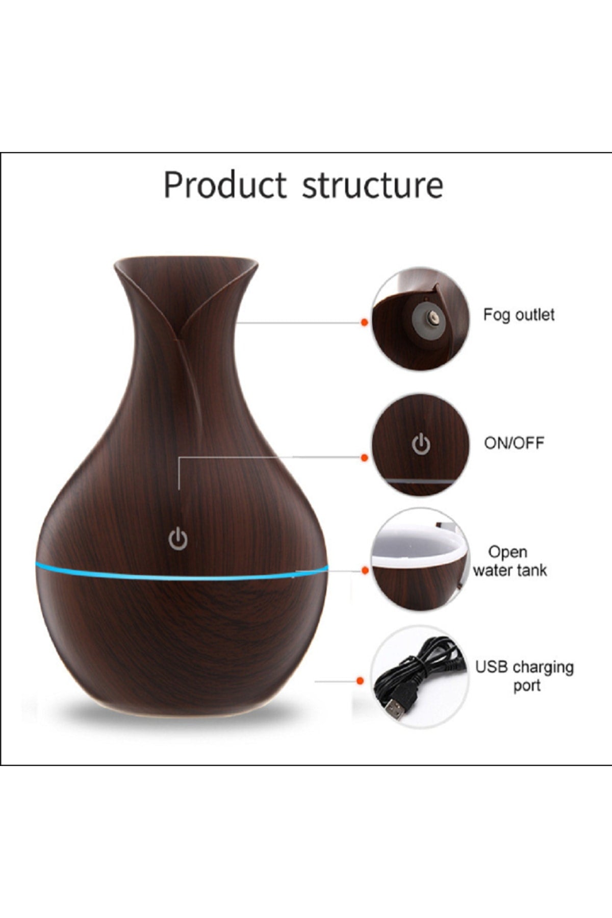 Ultrasonik Hava Nemlendirici Aromaterapi Difüzör Uçucu Yağ Mini Araba Ev Mist Maker Defuxiaomi
