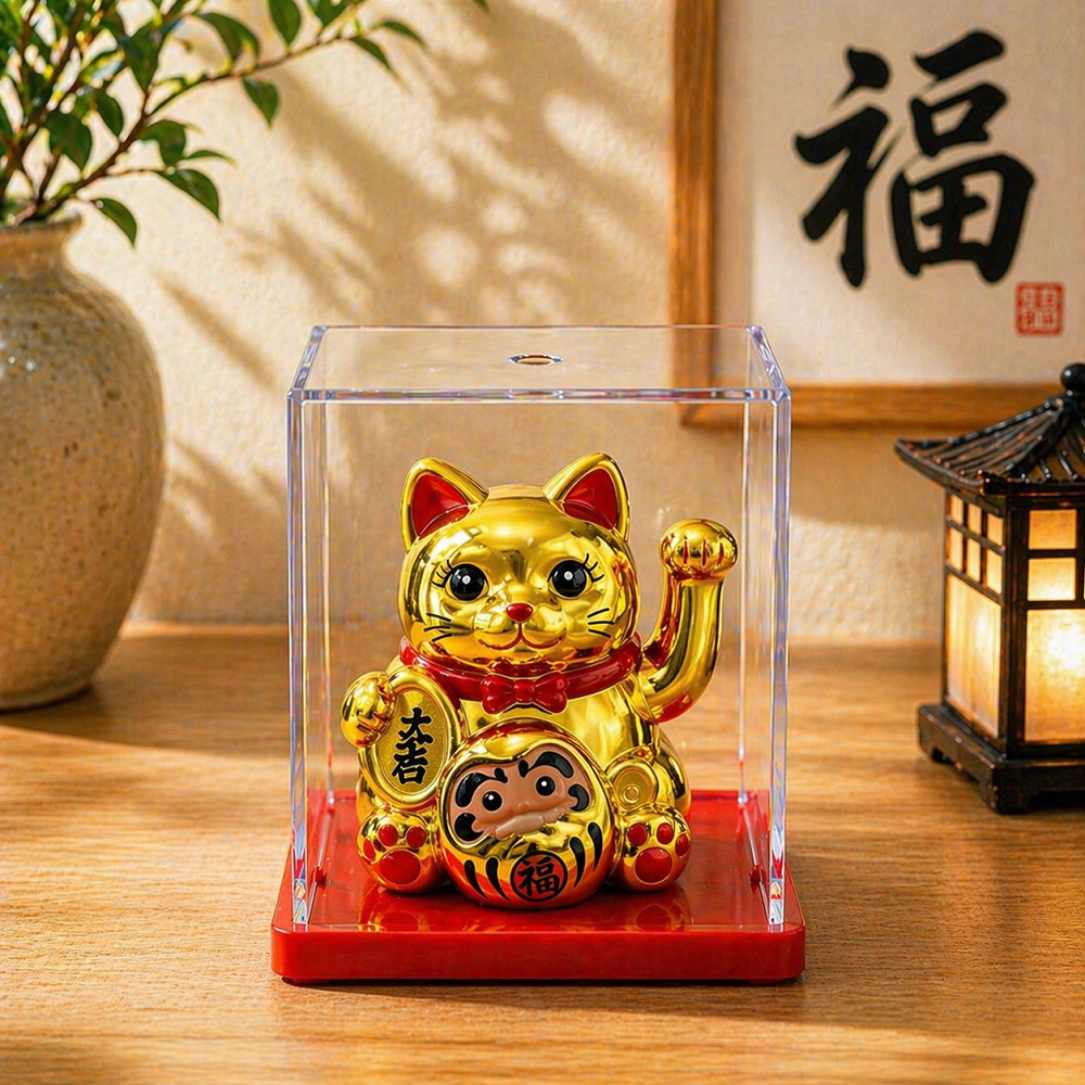 Şans Getiren Altın Kedi Biblo Maneki Neko Dekoratif Figür Feng Shui Mini