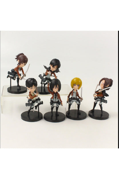 9cm 6 Adet/grup Titan Eren Jager Mikasa Levi Ackerman Arlert Hanji Zoe Sasha Braus Pvc Biblo Seti