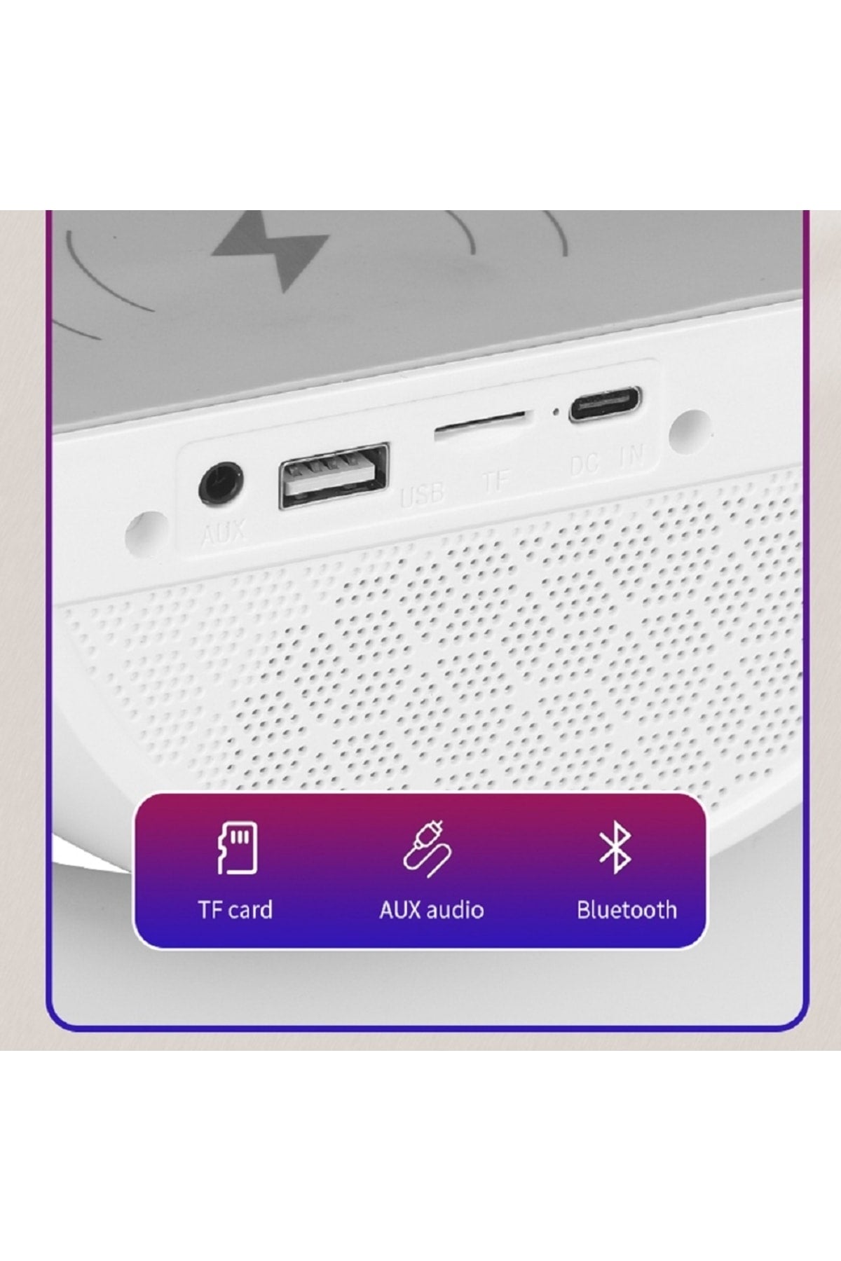 Bluetooth Ses Led Renkli Atmosfer Gece Lambası Çok Fonksiyonlu Kablosuz Mobil Şarj Cihazı