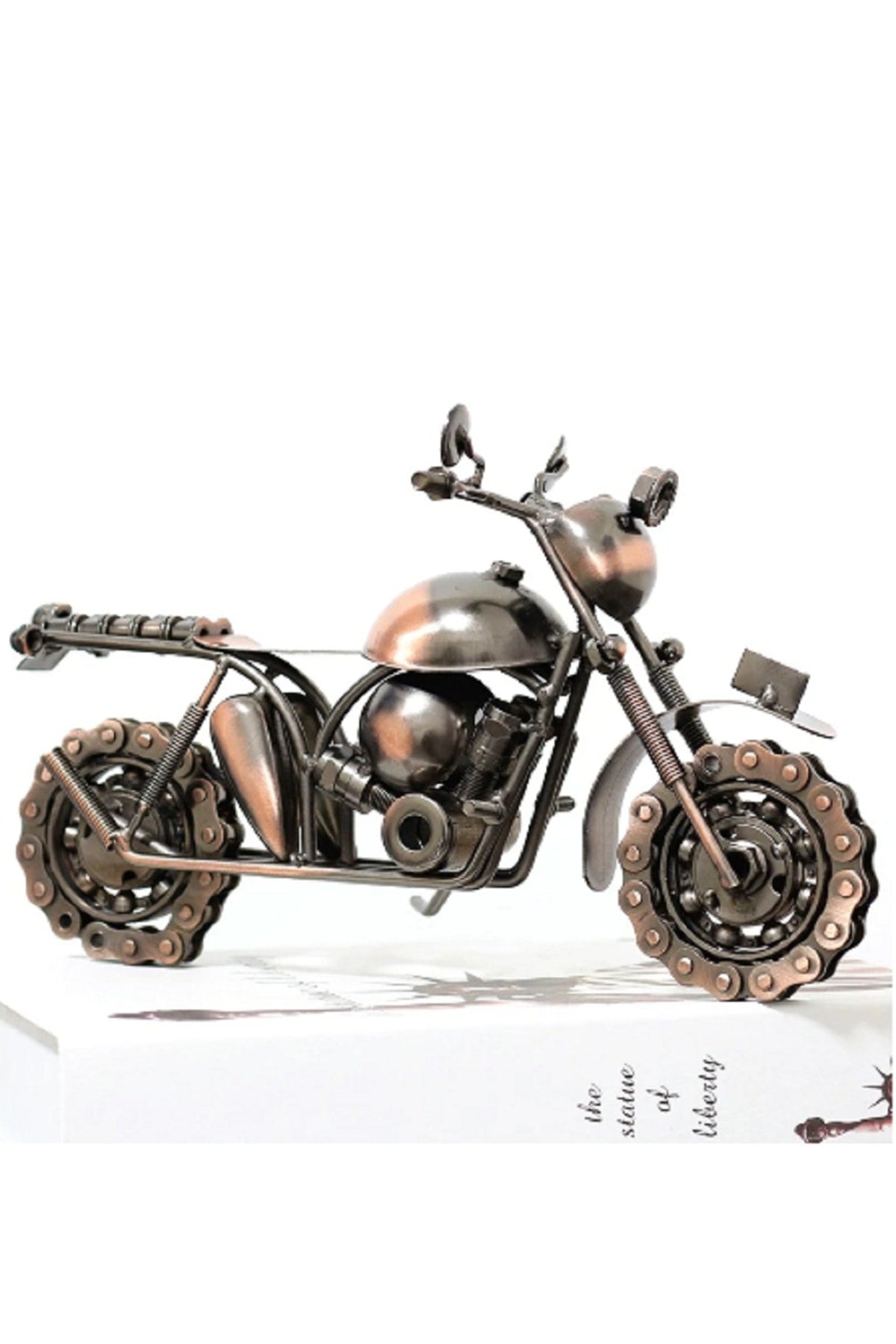 Retro Ferforje Motosiklet Modeli Yaratıcı Metal Sanat Heykel Koleksiyonu Süs Masaüstü Decorati