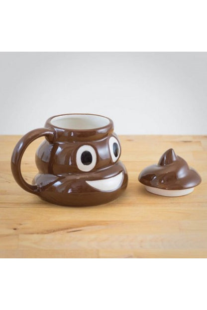 Sevimli Seramik Kapaklı Poo Kaka Emoji Kupa Bardak Seti