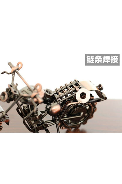 Vintage Ferforje Motosiklet Modeli Süsleme El Yapımı Metal El Sanatları Ev Dekorasyon