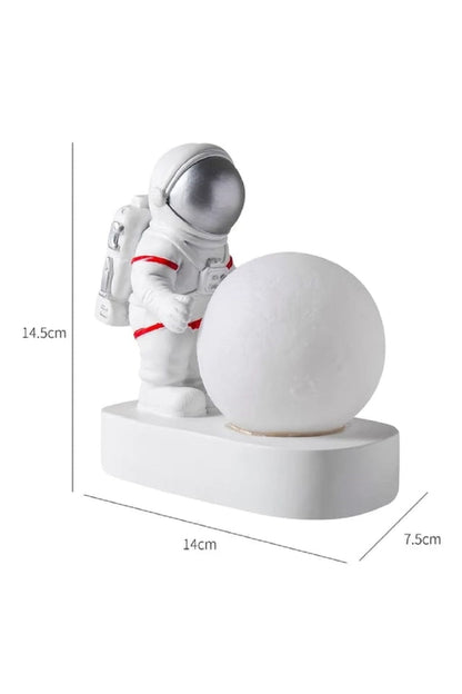 Astronot Spaceman Ay Led Gece Lambası Yatak Odası Başucu Masaüstü Yaratıcı Reçine Lamba Obje