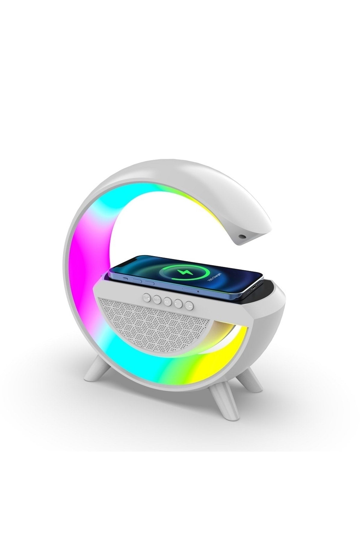Bluetooth Ses Led Renkli Atmosfer Gece Lambası Çok Fonksiyonlu Kablosuz Mobil Şarj Cihazı